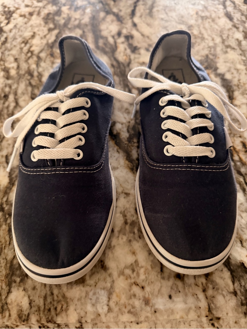 Vans Navy Canvas Low-Top Sneakers with White Laces
